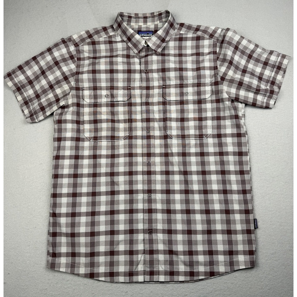 Patagonia Men's El Ray Snap Shirt Medium Plaid Short Sleeve Hiking Outdoors